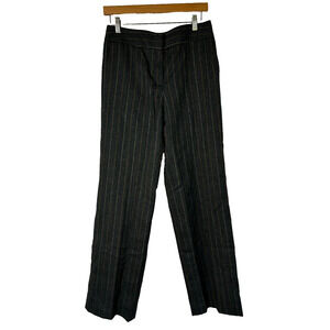 Talbots Dress Pants Womens 6 Gray Brown Zip & Hook Stretch Wool Blend Striped
